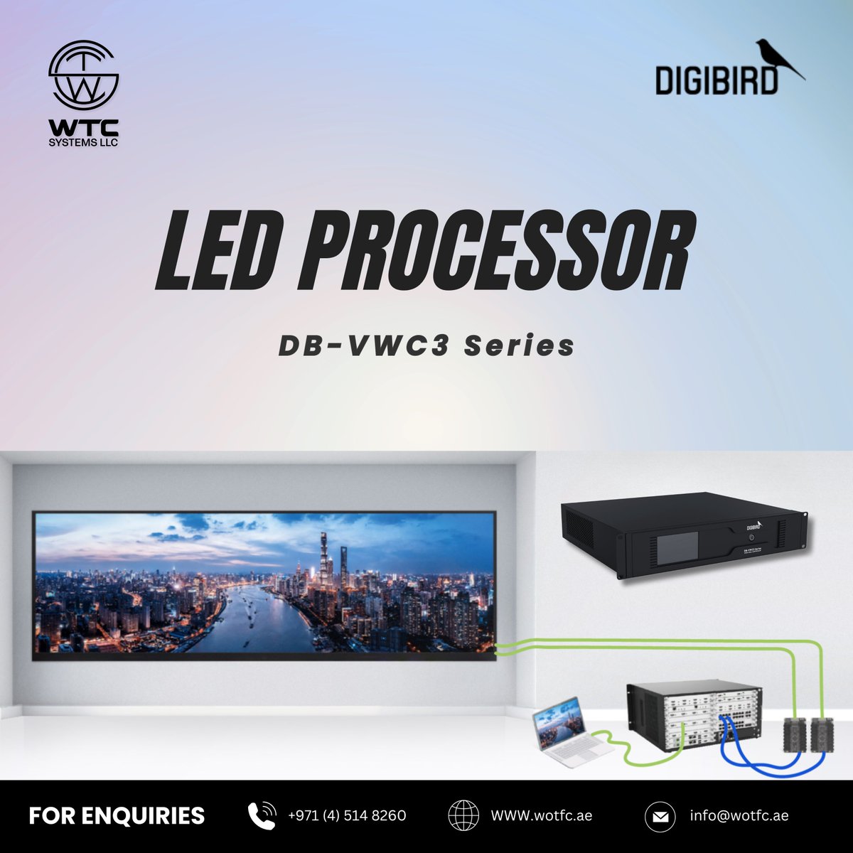 WTC_SYSTEMS_LLC's tweet image. The DigiBird VWC3 LED Processor is a third-generation, all-in-one video wall controller designed for mission-critical environments such as control rooms, command centers, and broadcasting facilities. 
#DigiBird #VWC3LEDProcessor #VideoWallController #LEDControlSystem