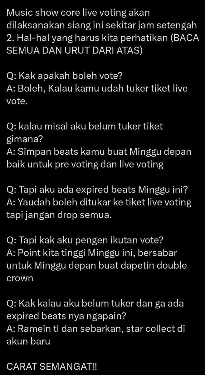 17CARATS_INA's tweet photo. [#LIVE_VOTING] Music show core live voting sudah dibuka, perhatikan rules di gambar sebelum vote ya guy!!

Jangan asal drop live voting tiket sebelum baca ketentuan di gambar 🙏🤗

@pledis_17 #SEVENTEEN #세븐틴
#HAPPY_BURSTDAY #SVT_THUNDER https://t.co/WGST1GSELT