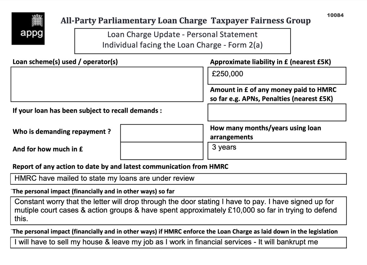 Constant worry that the letter will drop through the door stating I have to pay
I will have to sell my house &amp; leave my job as I work in financial services – it will bankrupt me
I’ve spent approx £10k so far in trying to defend this

<a href="/LCAG_2019/">Loan Charge Action Group [LCAG]</a> <a href="/loanchargeAPPG/">Loan Charge & Taxpayer Fairness APPG</a> #LoanChargeScandal