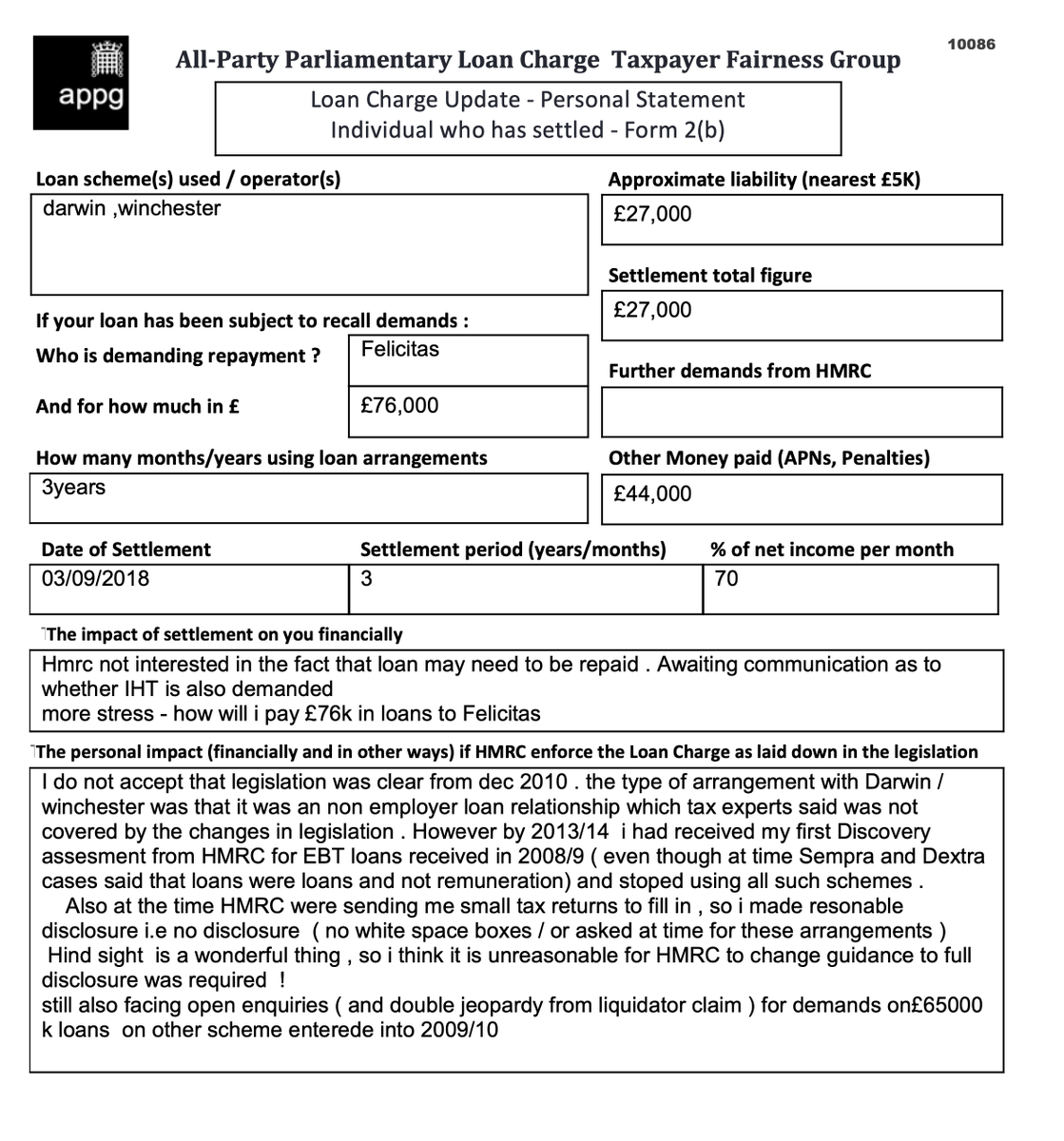 HMRC not interested in the fact that loan may need to be repaid. More stress – how will I pay £76k in loans to Felicitas. Still facing open enquiries and double jeopardy from liquidator claim for £65,000 loans.
<a href="/LCAG_2019/">Loan Charge Action Group [LCAG]</a> <a href="/loanchargeAPPG/">Loan Charge & Taxpayer Fairness APPG</a> #LoanChargeScandal