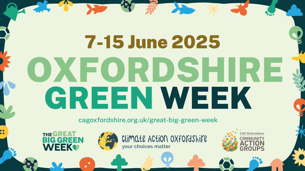 It's here! Oxfordshire Green Week starts today - a wonderful week events, to celebrate community action to tackle climate change and restore nature.

There's something for the whole family to enjoy!

Find out what's happening near you and join the fun - cagoxfordshire.org.uk/great-big-gree…