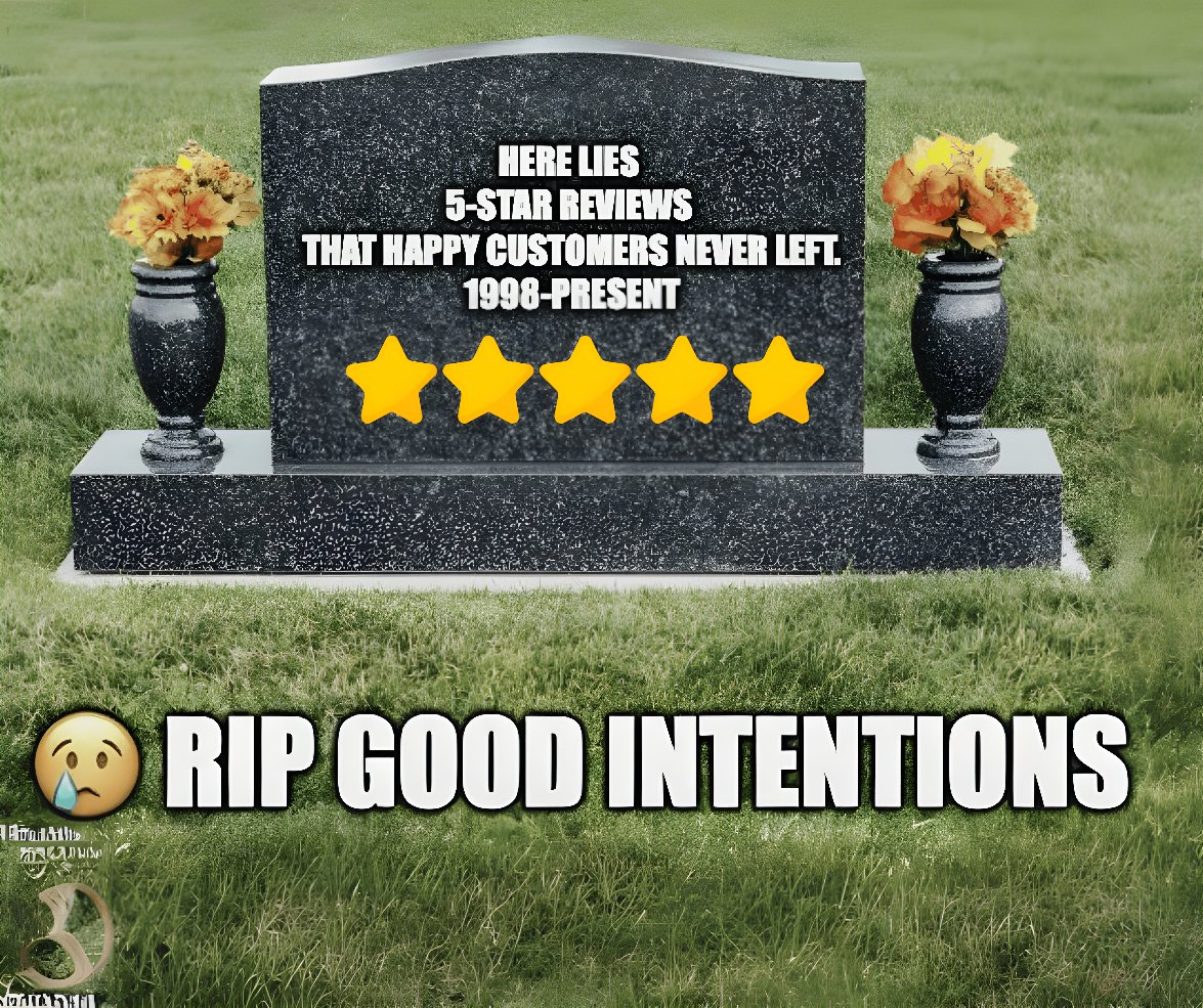 SurveySme's tweet photo. 🪦 Here lies good intentions — and all the 5-star reviews happy customers meant to leave.

Negativity bias = angry customers = louder!

Catch happy customers before they ghost, turning good intentions into living 5-star reviews. ⭐

Free QR tool → https://t.co/r7YD6kjwrR https://t.co/CVppr1aZY5