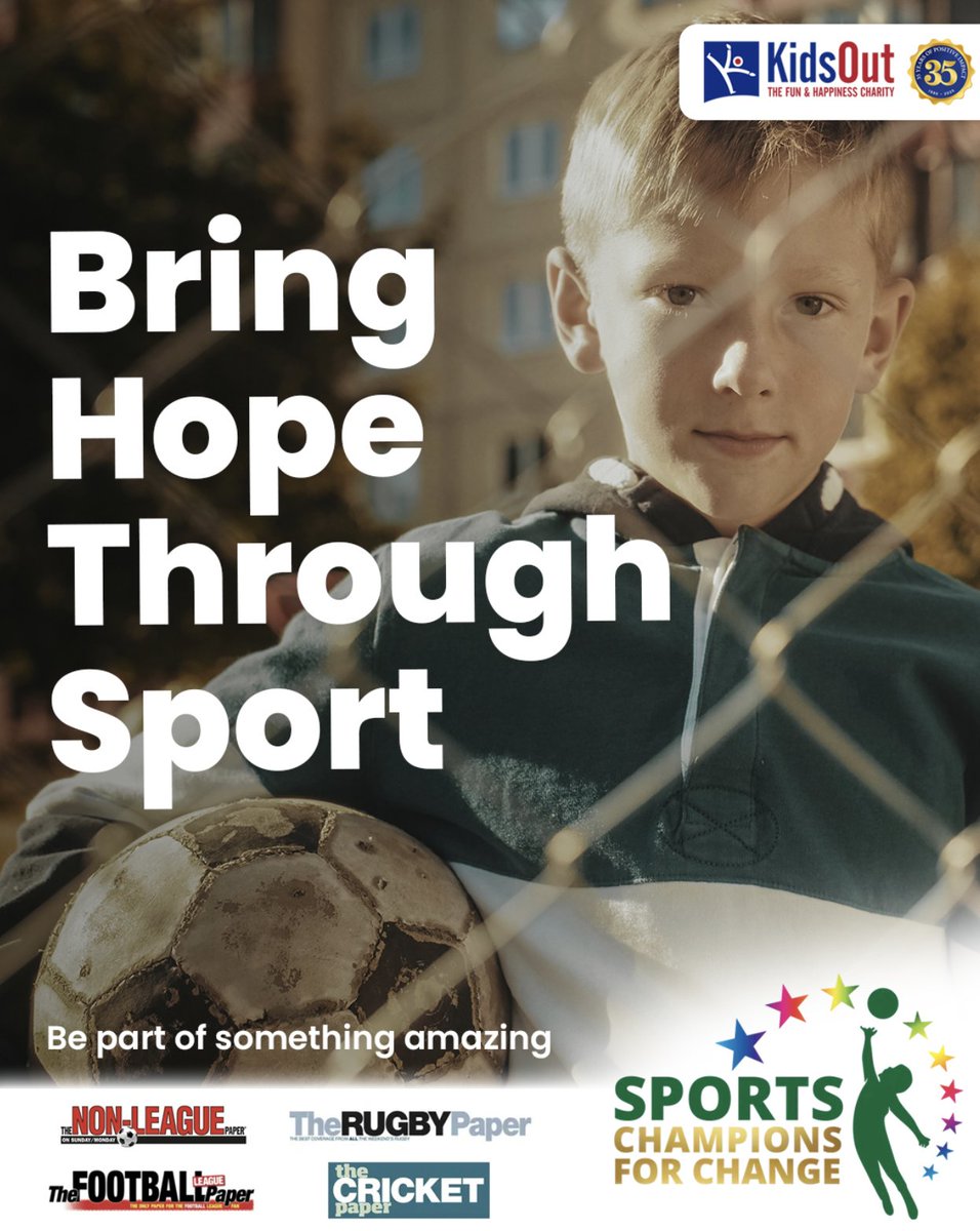 KidsOutCharity's tweet image. Ask your club to join legends of sport in providing positive role models to vulnerable and disadvantaged children.

Please send them this link now to find out more: kidsout.org.uk/sports-champio…

#malerolemodels #femalerolemodels #ChampionsForChange #KidsOut #SportsForGood @GreenwaysP