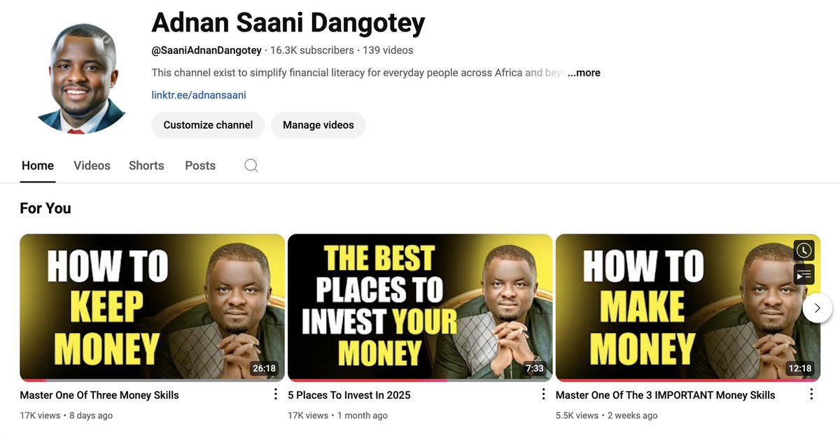 Saaniadnan's tweet photo. @TeamYouTube my account of 16000 subs and 139 videos was deleted permanently by YouTube  yesterday after what I suspect to be hacking. The manager of the account reported to me that his email was hacked the night before and the next morning I woke up to notice my account  was gone. I was told I posted harmful content. I only simplify financial literacy to African Youth . My account has never been flagged even once. so the hackers might have used my account overnight .Kindly help investigate and restore my account.
This is the original url of my page 
https://t.co/2xbhoZ6p7q