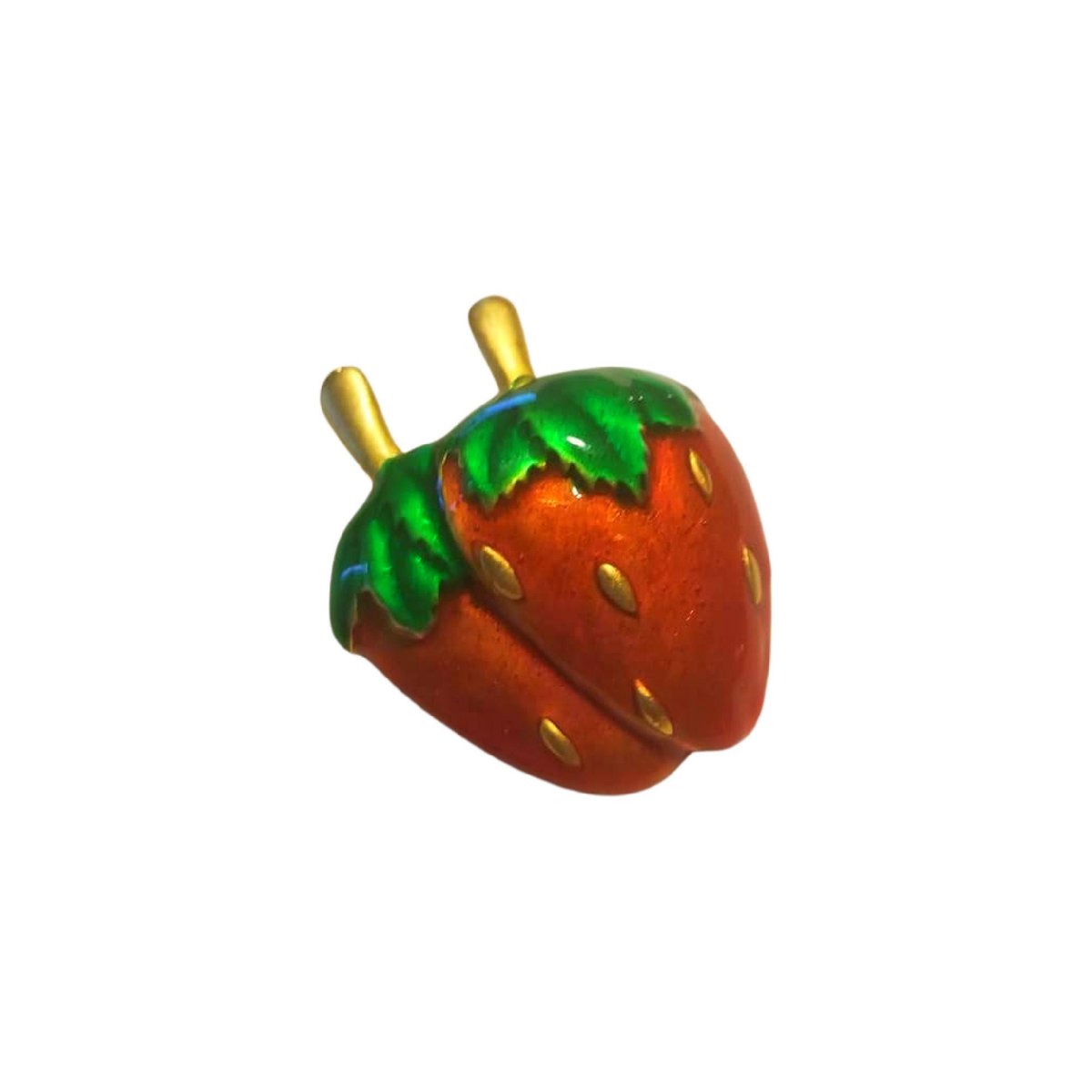 Vintage  Enamel Strawberry Brooch with Gold Stem, Free Shipping tuppu.net/bd9e28b7 #Etsy #JunkYardBlonde #EnamelStrawberry