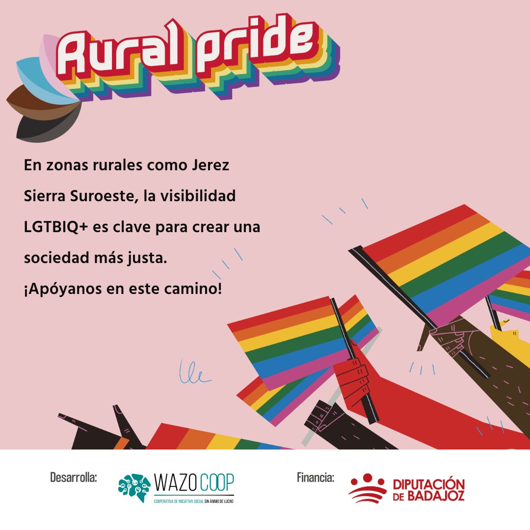 En zonas rurales como Jerez Sierra Suroeste, la visibilidad LGTBIQ+ es clave para crear una sociedad más justa. ¡Apóyanos en este camino! 🌈 #LGTBIQenRural #DiversidadLGTBIQ