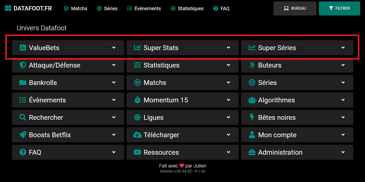 🔥 DATAFOOT CETTE SEMAINE 🔥

Les VALUEBETS, SUPER STATS et SUPER SERIES ont été ajoutés à la fonctionnalité de recherche pour l'ensemble des membres Datafoot.

📢 Si vous souhaitez me soutenir, prenez 5 minutes et allez regarder la vidéo ci-dessous.
1/ Elle vous explique le