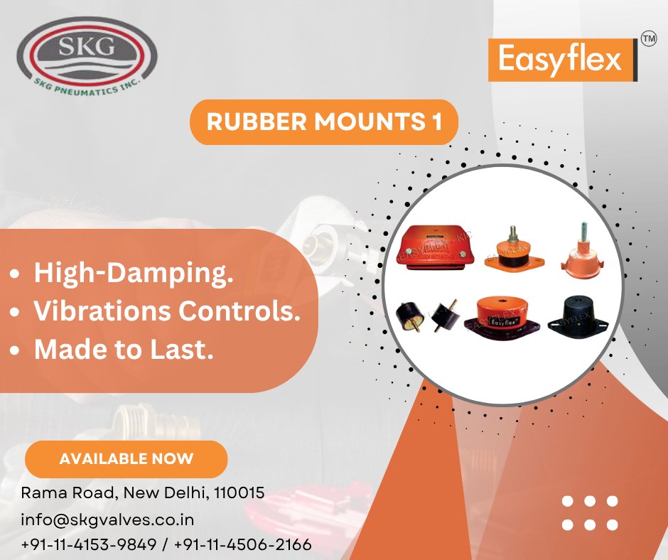 SKG_Pneumatics's tweet image. Tame the Vibration. Boost Equipment Life. 🛠️

Easyflex Rubber Mounts from SKG – available now!

✔️ Anti-Vibration
✔️ Long-Lasting
✔️ High-Damping
#Easyflex #RubberMounts #VibrationControl #SKGPneumatics #NoiseReduction