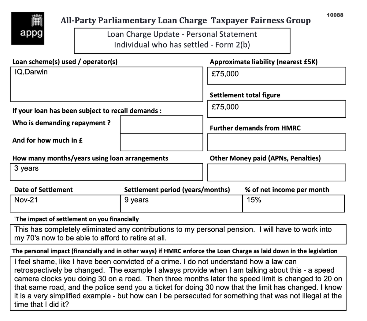 I feel shame, like I have been convicted of a crime
I do not understand how a law can retrospectively be changed
...completely eliminated any contributions to my pension
I will have to work into my 70s to be able to retire at all

<a href="/LCAG_2019/">Loan Charge Action Group [LCAG]</a> <a href="/loanchargeAPPG/">Loan Charge & Taxpayer Fairness APPG</a> #LoanChargeScandal