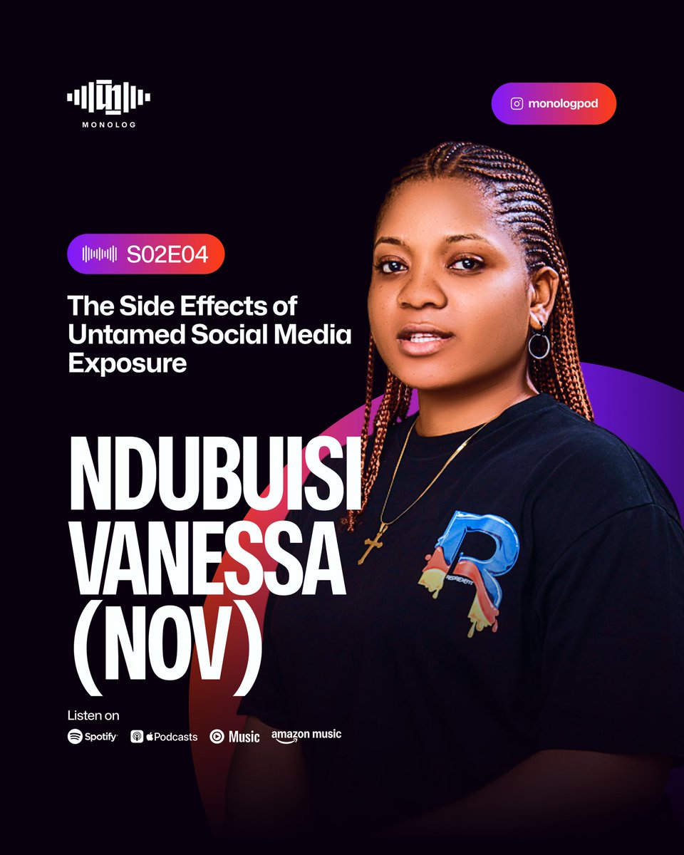 nessaartz's tweet image. I was featured on Monolog Podcast S02E04 🎙️
We talked about “The Side Effects of Untamed Social Media Exposure.”
It’s one of the realest convos I’ve had in a while. 💯

Listen now on Spotify, Apple Podcasts, Amazon Music &amp;amp; more!
#MonologPod #PodcastGuest #SocialMediaTruth #NOV