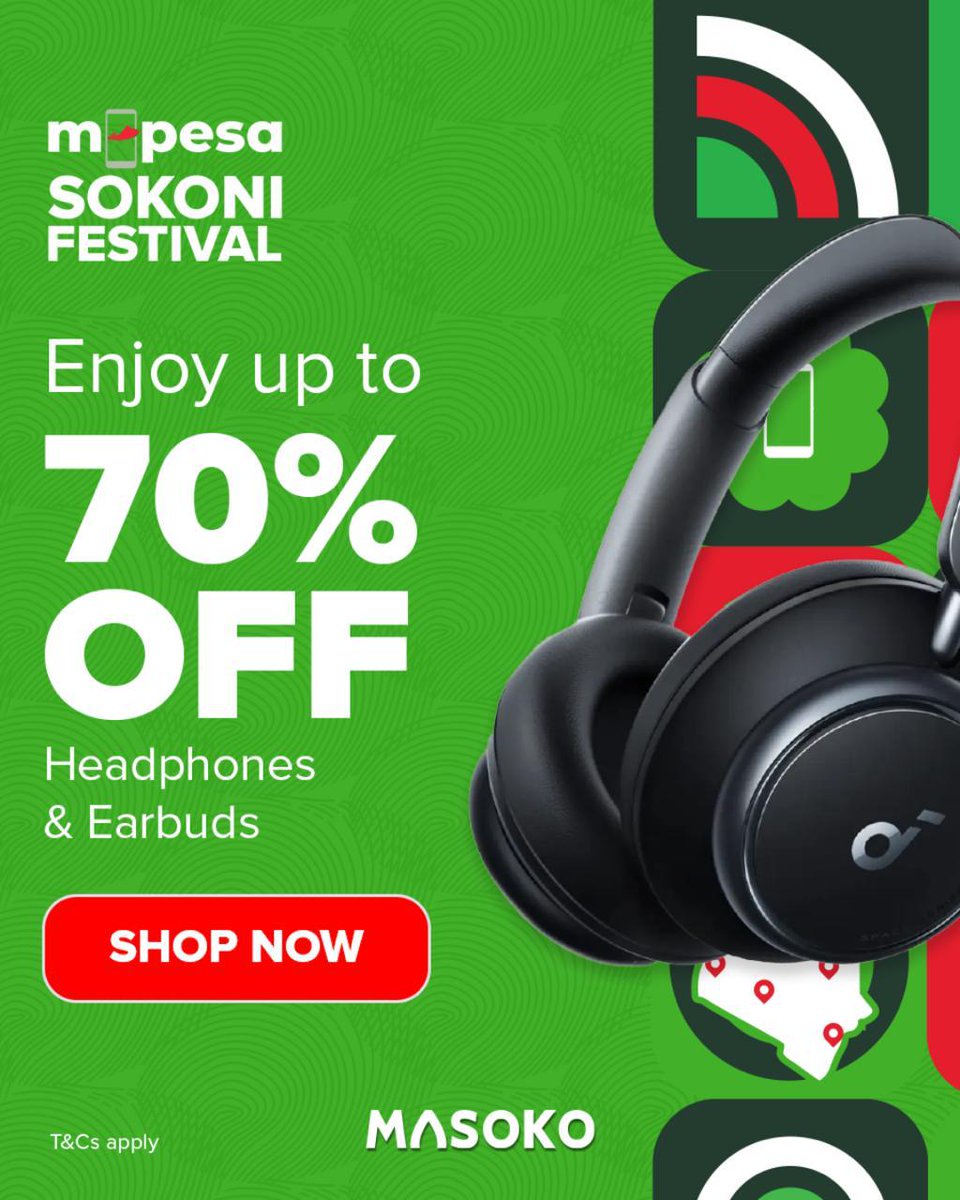 The MPESA Sokoni Festival is live Today at Mombasa Sports Club Grounds!
🎶 Music, fun vibes, brands, &amp; #CrazyMasokoDeals on phones, electronics &amp; more!
🎁 Don’t miss out > masoko.com

<a href="/SafaricomPLC/">Safaricom PLC</a>

#MpesaSokoniFest