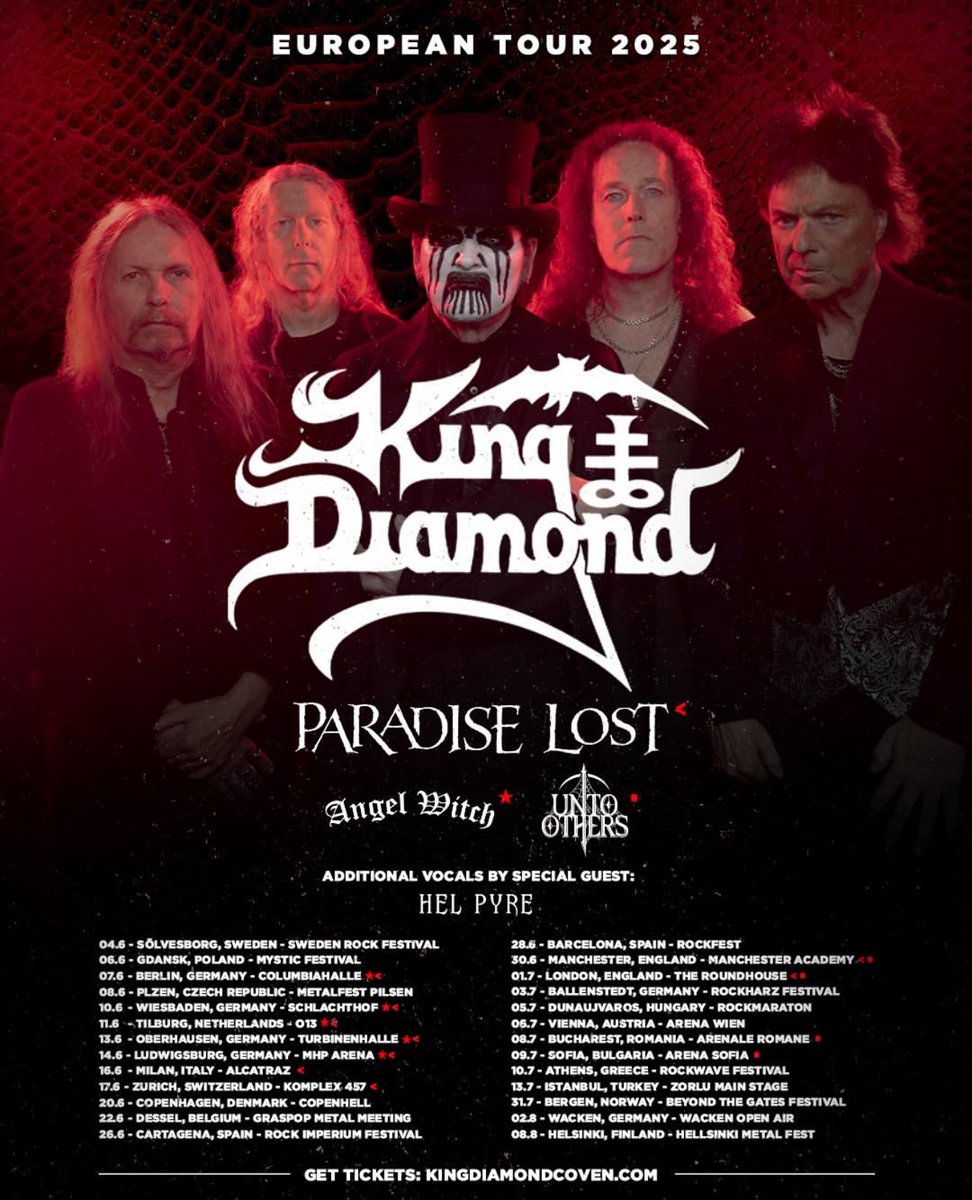 kingdiamond's tweet image. KING DIAMOND EUROPEAN TOUR MERCH
For limited tickets visit kingdiamondcoven.com/tour
