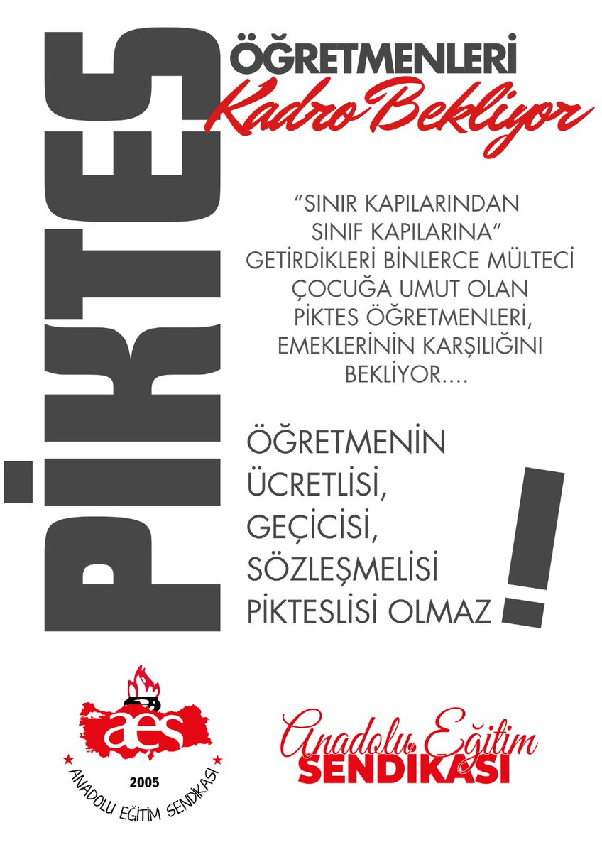 PIKTES ÖĞRETMENLERİ KADRO BEKLİYOR

2016 yılında başlayan proje için MEB tarafından KPSS puan üstünlüğü ve mülakatla göreve başlayan öğretmenlerimizin özlük haklarındaki güvence ve sıkıntılar son bulmalıdır.

İlk günden itibaren söylediğimiz gibi 'Öğretmenin ücretlisi,