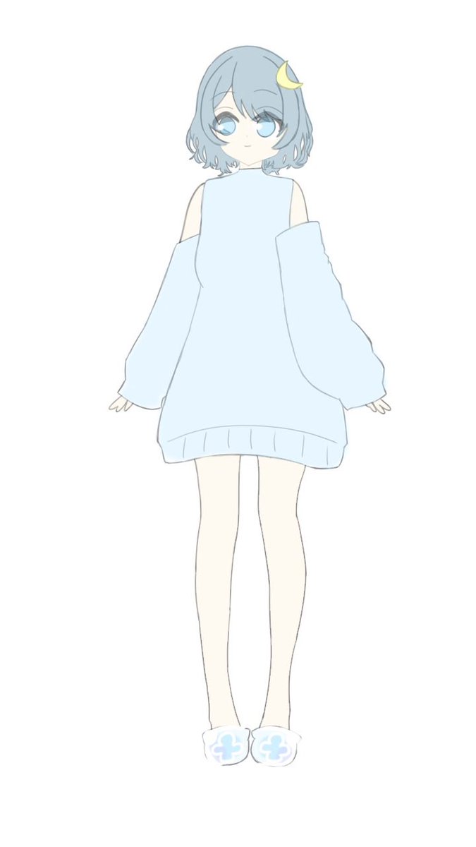 r_in_choco's tweet image. #ゆらぎゆら新衣装予想
シンプルな部屋着にしてみました肩出しして欲しいなと思ったのとスリッパはクラゲをイメージしました