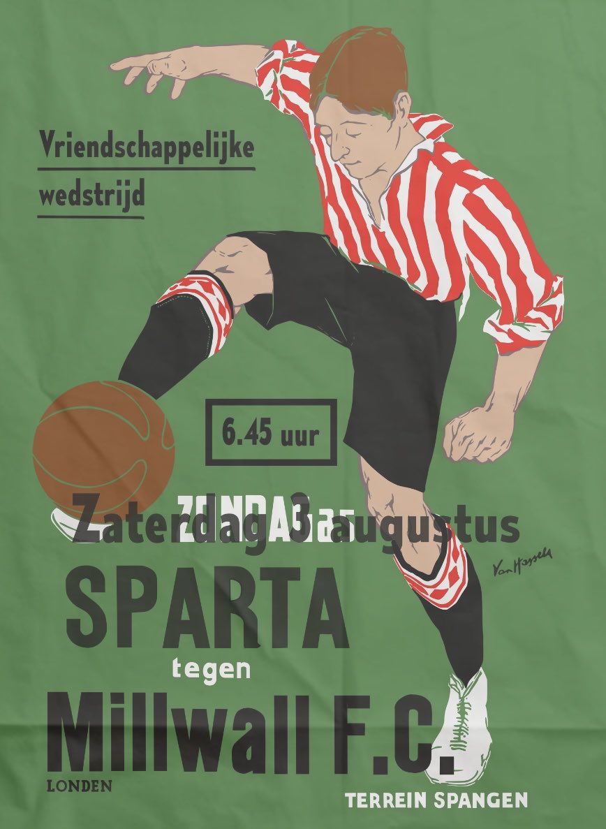 Now that’s what I call a pre-season friendly. Poster advertising the pre-season friendly between Millwall and Sparta Rotterdam, 1968. #Millwall