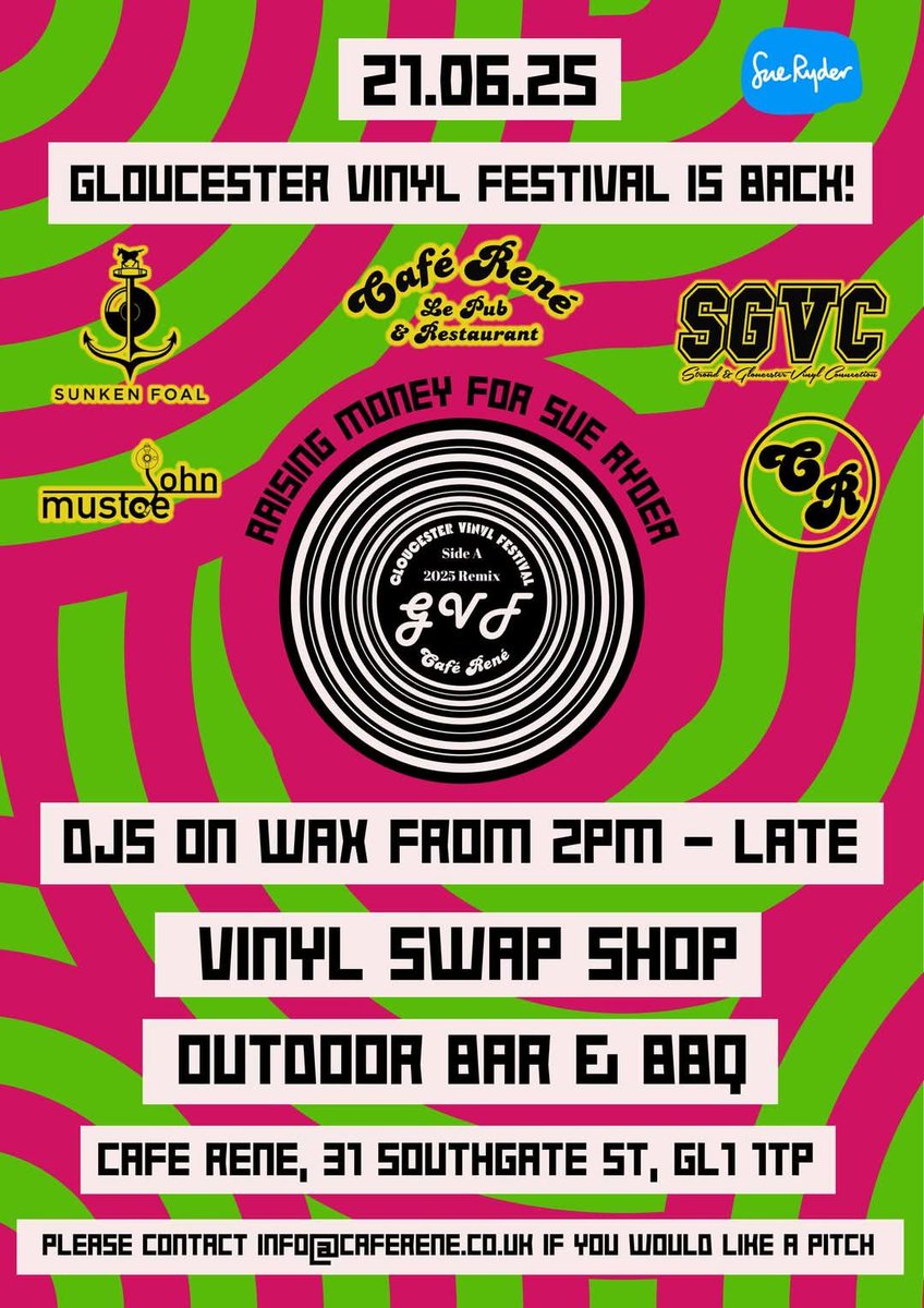 #vinyl All-dater at <a href="/CafeRene/">Cafe Rene</a> #gloucester.

✅️ Saturday June 21st- Save the date
✅️ All vinyl DJ sets from lunchtime till late playing all genres of music
✅️ Open decks and vinyl swapshop
✅️ Outside bar and BBQ 

#vinylcommunity #vinylfest2025