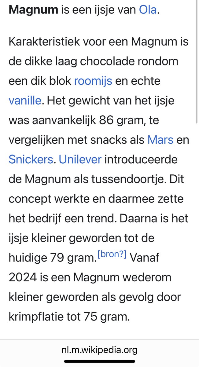 Krimpflatie ijs #Magnum. Steeds kleiner maar wel duurder.
