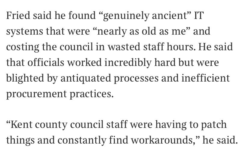 In the very short period that #Reform’s DOGE was an actual thing, before losing 40% of its members, they actually did some work and came to one conclusion.

Kent Council need a lot more money to update its IT systems.