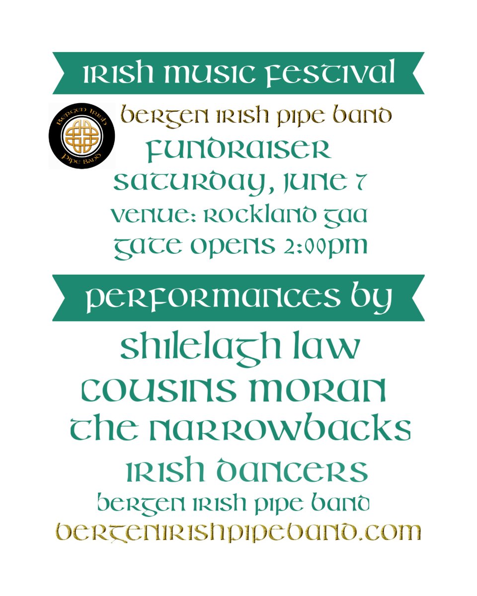 Today’s the day! Join us at 2:00 PM at Rockland GAA for the Irish Music Festival. Celebrate Irish culture, enjoy exceptional live performances, and support some of our friends and fellow organizations. 

We look forward to seeing you! 🎶