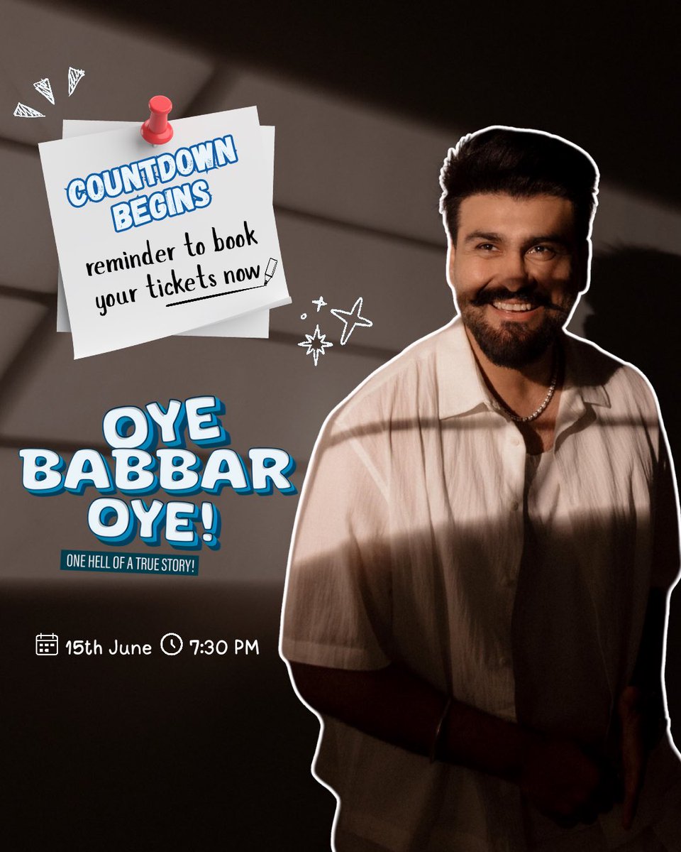 Aarya Babbar (@aaryababbar222) on Twitter photo Weekend par sare kaam time par khatam kar lena, Oye Babbar Oye aa raha hai ๐
See you soon for some extra dose of madness and fun ๐คฉ
๐: Above the Habitat
๐
: June 15th
๐ฐ๏ธ: 7:30 pm
๐๏ธ: <a href="/bookmyshow/">BookMyShow</a>
#AaryaBabbar #OyeBabbarOye #NewShow Weekend par sare kaam time par khatam kar lena, Oye Babbar Oye aa raha hai ๐
See you soon for some extra dose of madness and fun ๐คฉ
๐: Above the Habitat
๐
: June 15th
๐ฐ๏ธ: 7:30 pm
๐๏ธ: <a href="/bookmyshow/">BookMyShow</a>
#AaryaBabbar #OyeBabbarOye #NewShow