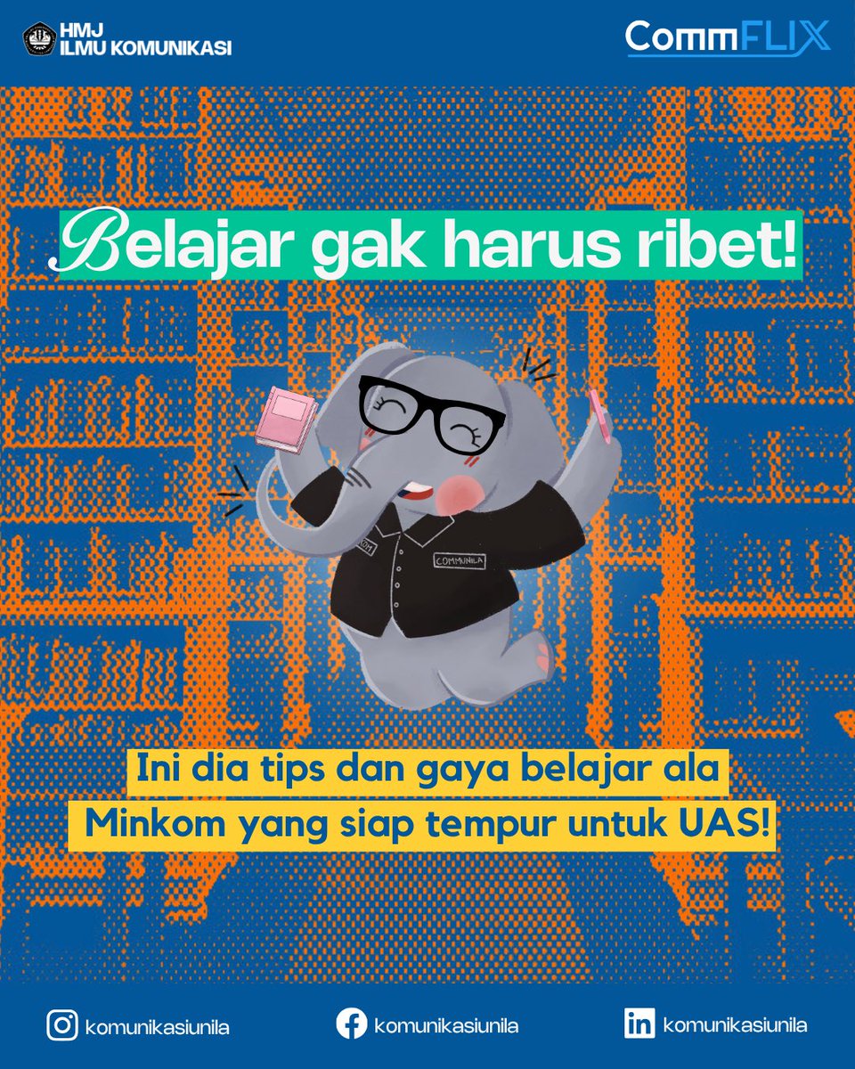 komunikasiunila's tweet image. Hai Commers! ✨
Ujian Akhir Semester (UAS) udah di depan mata, yuk belajar dengan gaya ala anak Ilmu Komunikasi! Coba 3 tips ini biar nggak boring dan makin nempel di otak! Semangat ya, pejuang UAS 💪🏻
#CommX #CommFLIXsolution #Communila