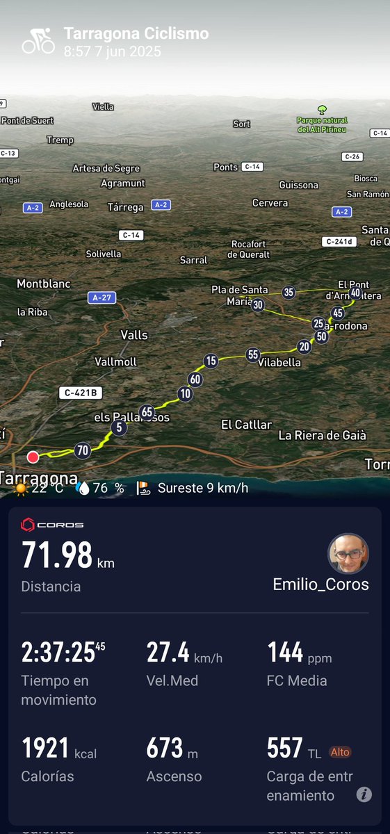 Volteta cap al Pont d'Armentera, tornant per Vila-rodona i cap a casa. #bicivici #cabra #metta