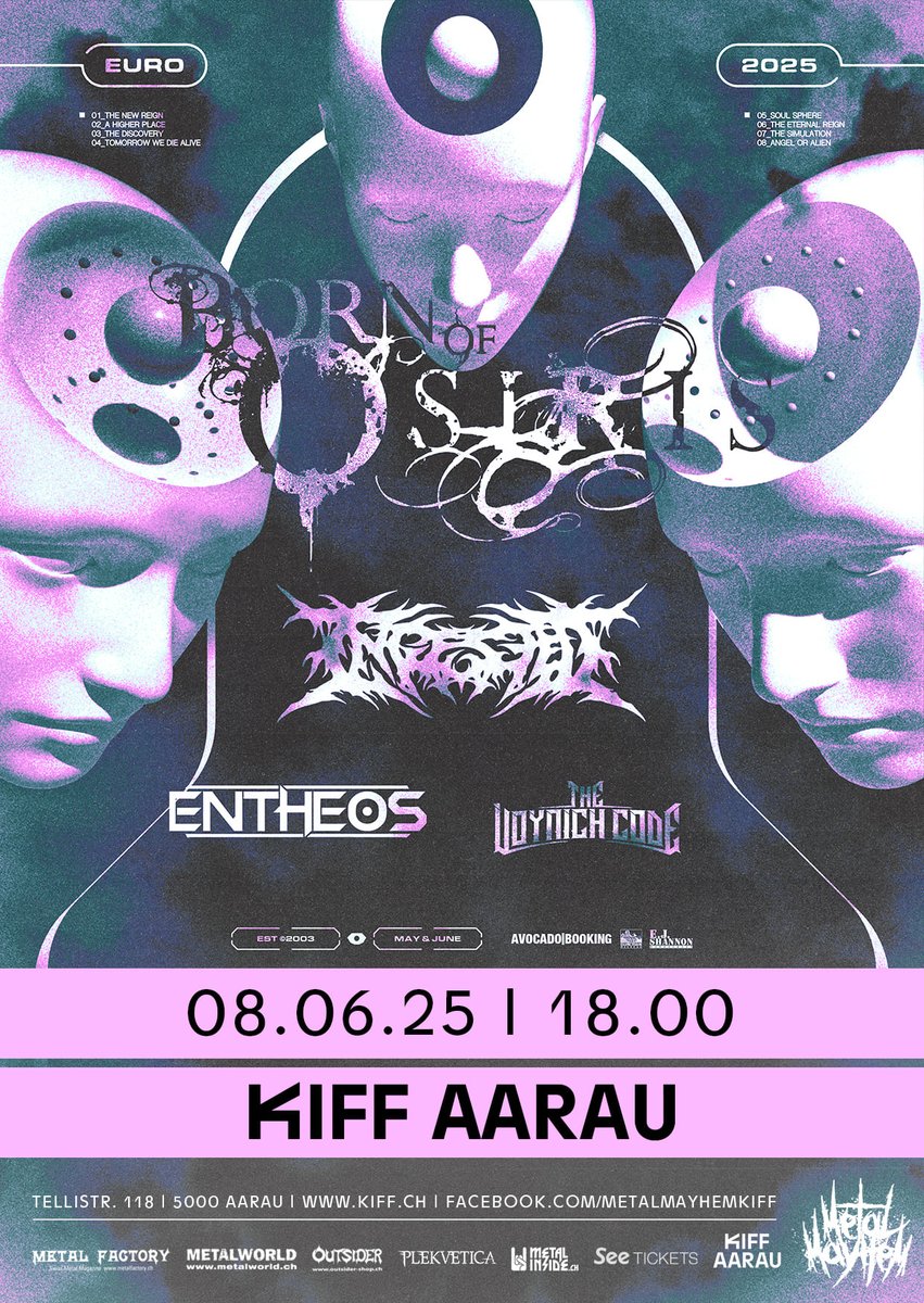 MetalFactoryCH's tweet image. Heute im KIFF Aarau! #bornofosiris #ingested #entheosband #thevoynichcode #deathcore #metalcore #kiffaarau