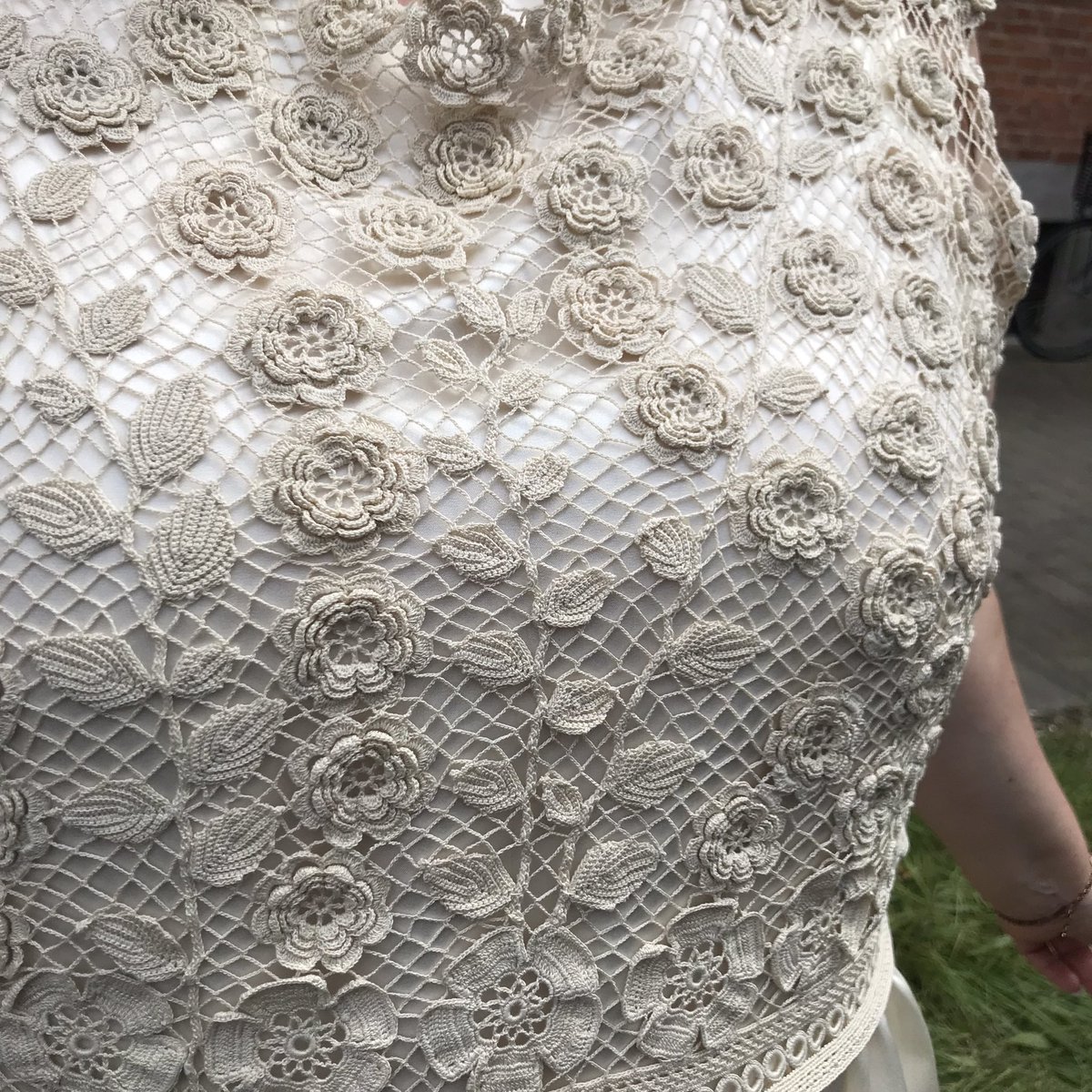 My sister crocheted the top of the wedding dress ...