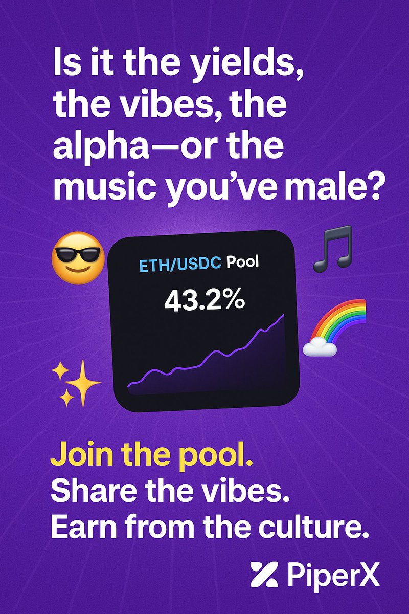 nayyanii27's tweet photo. Ready for 43.2%? 🚀 Join the ETH/USDC Pool on PiperX! It's not just about yields, it's about the vibrant culture and earning from it. 
@PiperxProtocol
@TheBlockBookapp
#JoinThePool #EarnFromCulture https://t.co/qHhrDtyP2w