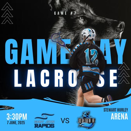 🚨Game Day 🚨The Wolves are traveling up to Saint John to take on the Rapids🌊 3:30 start time at the Stewart Hurley Arena. Follow along as the Pack look to remain undefeated🥍🐺 <a href="/wolveslacrosse1/">WolvesLacrosse</a>