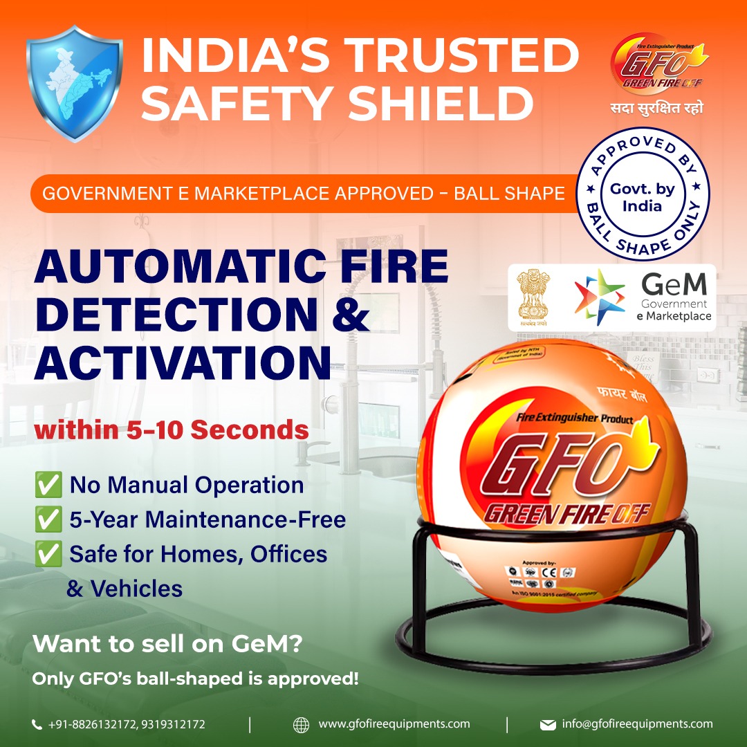 Gfofireball's tweet image. In just 5–10 seconds, fire is stopped automatically!
GFO Fireball: India’s trusted, govt-approved safety solution.
No manual effort
5-Year Maintenance-Free
Homes | Offices | Vehicles
Stay safe. Stay protected.
👉 gfofireequipments.com
#AutomaticFireball #FireSafety #GFO