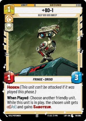 Kyle Petchock Art (@kylep_art) on Twitter photo Here’s another card piece that I worked on for the upcoming fifth set of <a href="/UnlimitedFFG/">Star Wars: Unlimited by FFG</a> ! BD-1 from the Jedi Survivor game 😃 Legends of the Force releases July 11th 2025! #starwars #starwarsunlimited #tcg #lucasfilm #fantasyflightgames #cardart #bd1 #droid #jedisurvivor #art Here’s another card piece that I worked on for the upcoming fifth set of <a href="/UnlimitedFFG/">Star Wars: Unlimited by FFG</a> ! BD-1 from the Jedi Survivor game 😃 Legends of the Force releases July 11th 2025! #starwars #starwarsunlimited #tcg #lucasfilm #fantasyflightgames #cardart #bd1 #droid #jedisurvivor #art