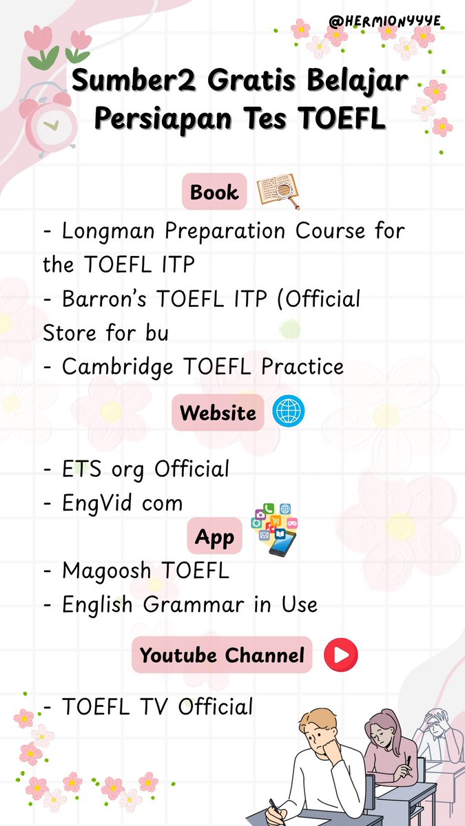 hermionyyye's tweet photo. INI DIA SUMBER2 GRATIS BELAJAR PERSIAPAN TES TOEFL‼️ https://t.co/FKuRmNFqCe