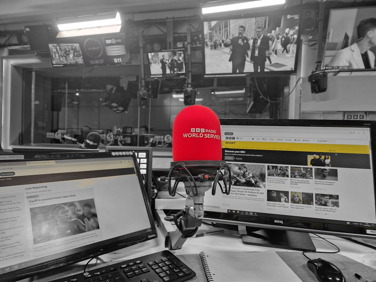 Bringing you the <a href="/rolandgarros/">Roland-Garros</a> finals on #Sportsworld this weekend 🎾

Starting with <a href="/SabalenkaA/">Sabalenka Aryna</a> v <a href="/CocoGauff/">Coco Gauff</a> in the women's final 🎾

Joins us <a href="/BBCWSSport/">BBC World Service Sport</a> from 13G

<a href="/bbcworldservice/">BBC World Service</a> 📻