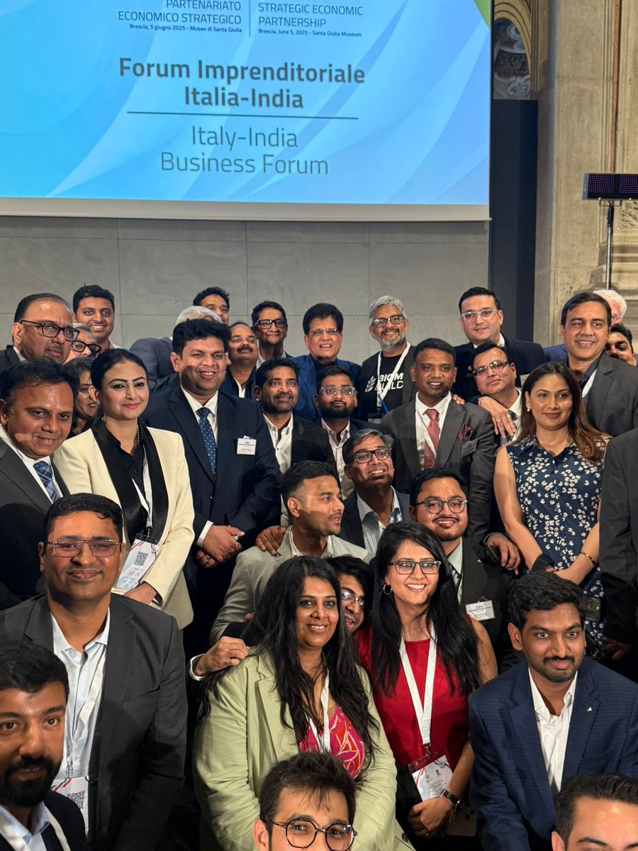 Friday was a productive and inspiring day in Brescia,the beautiful industrial town in Italy, as the India-Italy Business Forum took place.
Honored to be part of the largest ever Indian business delegation,led by Hon’ble Minister of Commerce &amp; Industry,Shri <a href="/PiyushGoyal/">Piyush Goyal</a> The day