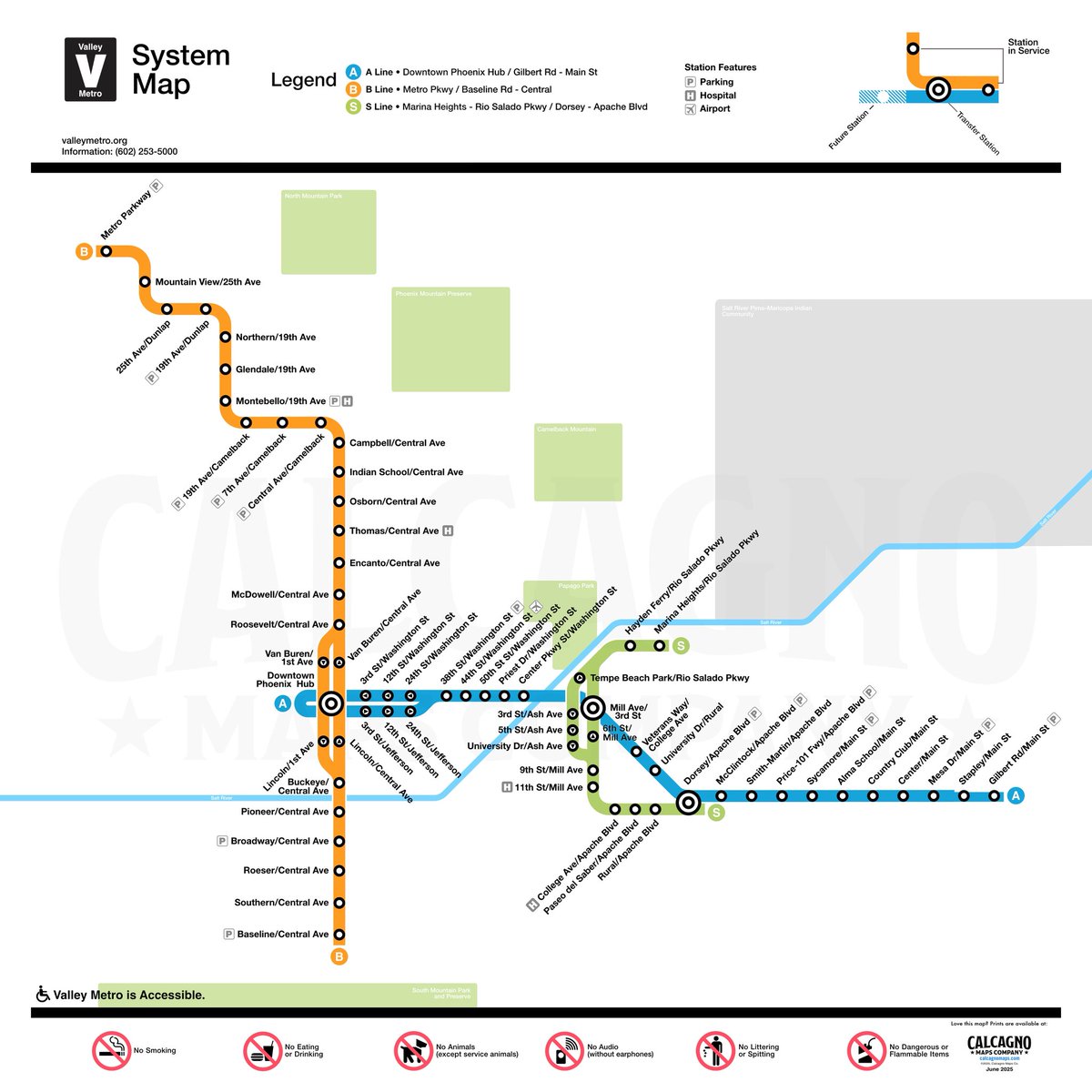 calcagnomaps's tweet photo. Today, @valleymetro opens the South Central Extension + unveils new line names!
To mark the occasion, I designed three Phoenix maps in three iconic styles:
🔹DC Metrorail
🔹LA Metro
🔹1951 Hagstrom / Maxwell Roberts mashup
#PhoenixTransit #ValleyMetro #TransitArt #MapDesign https://t.co/Q6PBd4J4Fq
