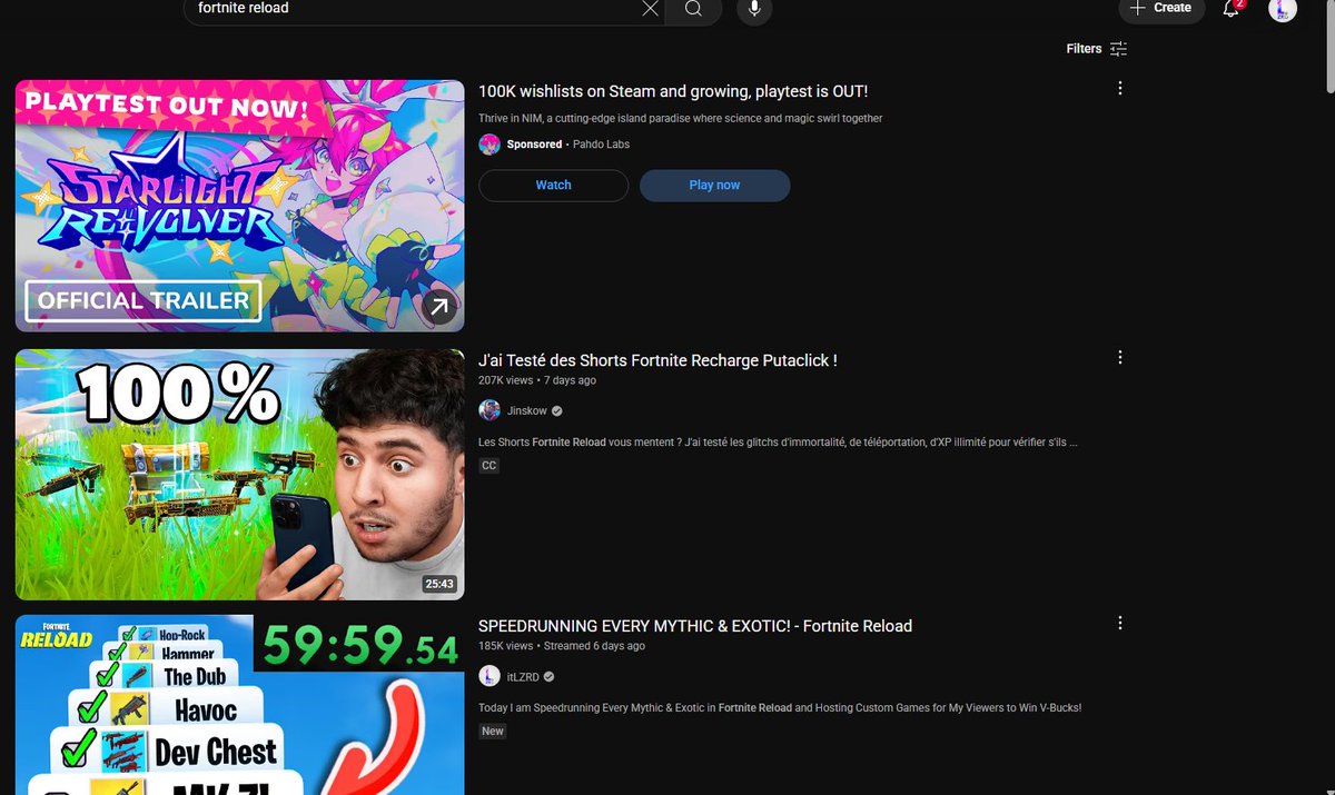 Absolutely UNBELIEVABLY Flex: This Week I had the Most-Viewed Longform Video for ALL of Fortnite Reload, AND the Most-Viewed Stream VOD (or maybe even Stream?...)

Officially one of the #1 YT-ers in my niche ❤️