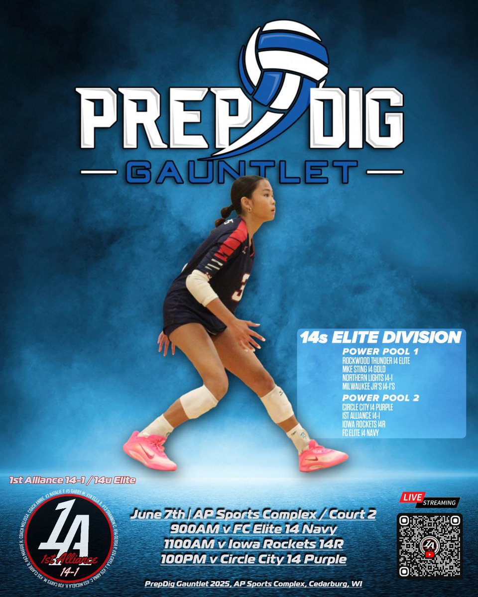🚨Games Schedule
<a href="/PrepDig/">Prep Dig 🏐</a> Gauntlet 2025
<a href="/1stAllianceVBC/">1st Alliance VBC</a> 14U Elite