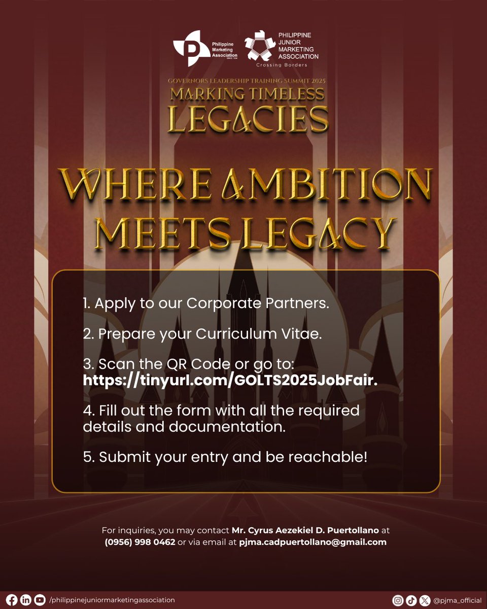 pjma_official's tweet photo. Take the next step forward building a career that leaves a lasting imprint through this exciting Job Fair! With our corporate partners on-board, you're one step closer to turning aspirations into milestones.
#MarkingTimelessLegacies
#PJMA38 https://t.co/l9wjBjcj8p