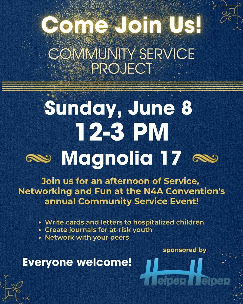 N4A (@nfoura) on Twitter photo 🌟 Don’t miss out! This Sunday, make a difference at the N4A Convention Community Service Event powered <a href="/HelperHelperApp/">Helper Helper</a>! 🌍💖 Join us to connect & give back! #N4A50 #N4A2025 🌟 Don’t miss out! This Sunday, make a difference at the N4A Convention Community Service Event powered <a href="/HelperHelperApp/">Helper Helper</a>! 🌍💖 Join us to connect & give back! #N4A50 #N4A2025