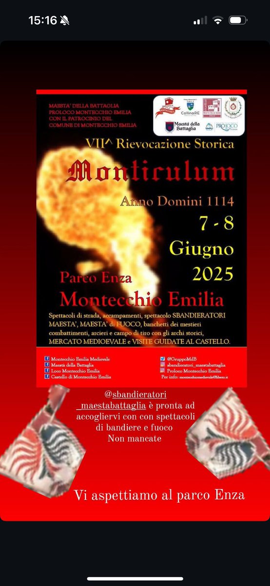 GruppoMdB's tweet photo. A “MONTICULUM A.D. 1114” oggi e domani centinaia gli artisti: giullari, sputafuoco, giocolieri del fuoco, armigeri, musici, sbandieratori, costumanti, accampamenti, antichi mestieri, mercato medievale. Aperta la taverna Maestà della Battaglia con Pro loco Montecchio. https://t.co/sypHiXpctw