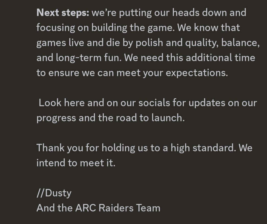 The <a href="/ARCRaidersGame/">ARC Raiders</a> discord team put out a post addressing the countdown and shadow drop assumptions: