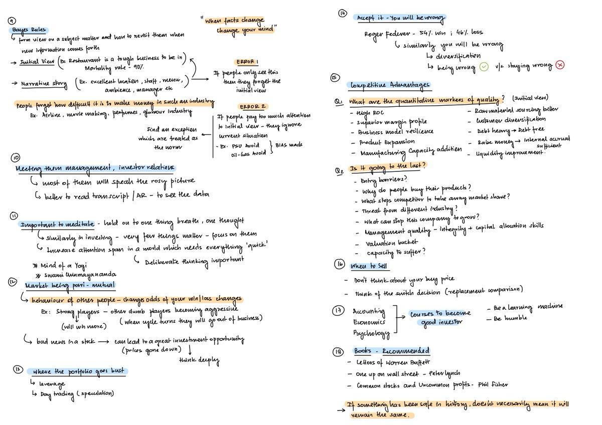 Just watched a brilliant 2-hour conversation with Prof. Sanjay Bakshi — one of India’s most thoughtful value investors.
In a world overflowing with content, it’s hard to remember what we watch — let alone revisit it. 
So, I made these 2 pages of notes for myself and thought it