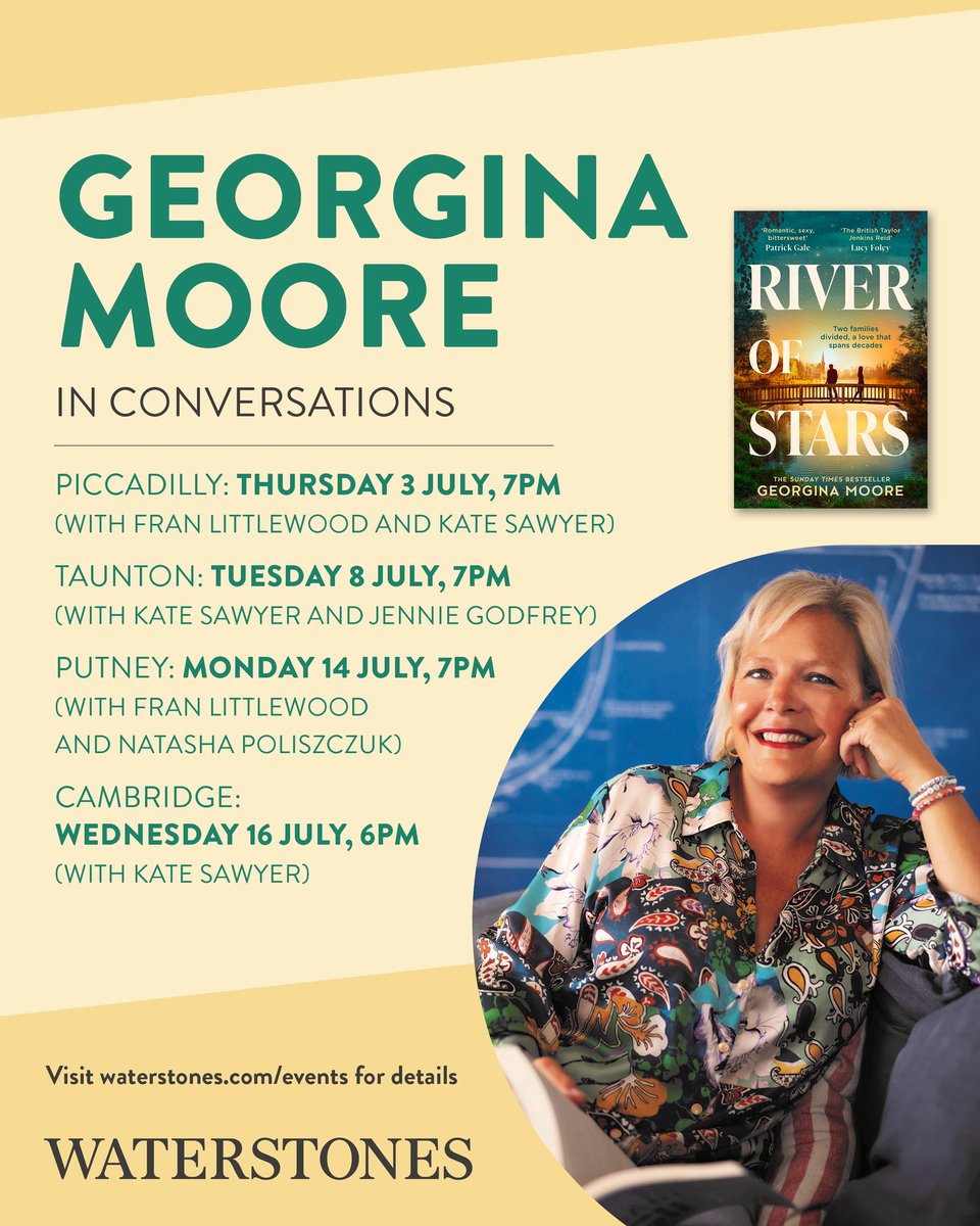 Georgina Moore (@publicitybooks) on Twitter photo I canāt wait for my River of Stars tour with <a href="/Waterstones/">Waterstones</a>. Not long now & looking forward to visiting <a href="/WaterstonesPicc/">Waterstones Piccadilly, London</a>, <a href="/waterstonestaun/">Waterstones Taunton</a>, <a href="/WStonesPutney/">Waterstones Putney</a>, <a href="/WaterstonesCamb/">WaterstonesCambridge</a> with amazing authors Fran Littlewood & <a href="/KateSawyer/">Kate Sawyer</a>. Join us! waterstones.com/events/search/⦠I canāt wait for my River of Stars tour with <a href="/Waterstones/">Waterstones</a>. Not long now & looking forward to visiting <a href="/WaterstonesPicc/">Waterstones Piccadilly, London</a>, <a href="/waterstonestaun/">Waterstones Taunton</a>, <a href="/WStonesPutney/">Waterstones Putney</a>, <a href="/WaterstonesCamb/">WaterstonesCambridge</a> with amazing authors Fran Littlewood & <a href="/KateSawyer/">Kate Sawyer</a>. Join us! waterstones.com/events/search/ā¦