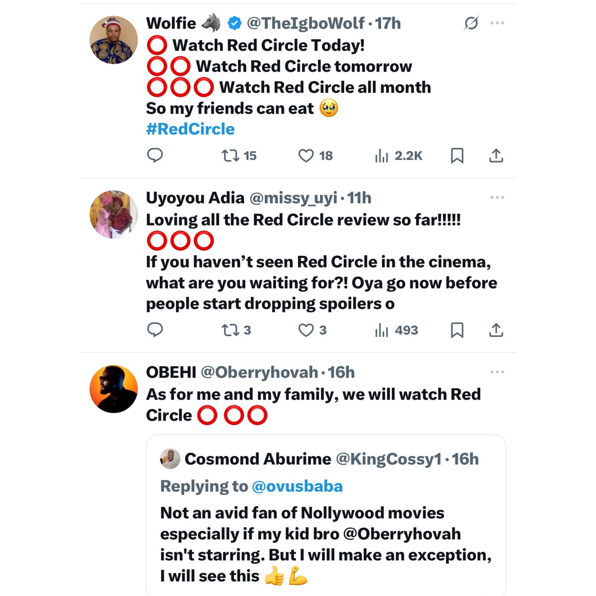OloriSupergal's tweet photo. ⭕️ Red circle is showing in cinemas ⭕️ | Swipe to see what cinema watchers are saying. 

#OloriSuperGal #OSGMedia https://t.co/mSHTaALVvO