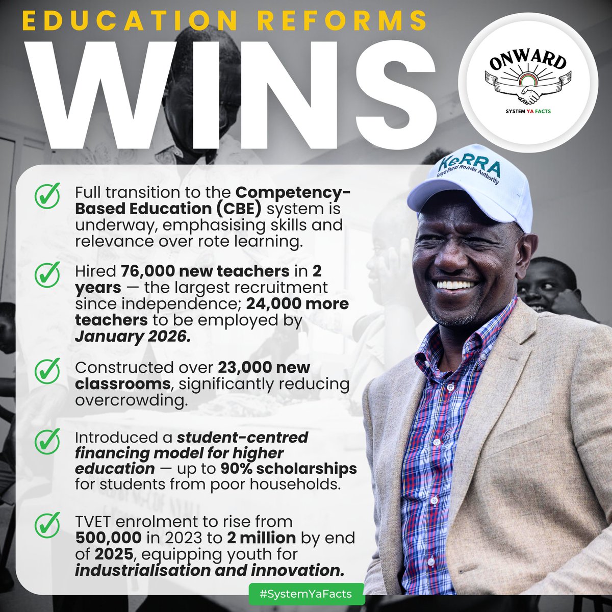 From the shift to Competency-Based Education to massive teacher hiring and student-centred funding, Kenya’s education system is being rebuilt for the future. Millions stand to benefit. The progress is real. Ruto Delivers | #EducationReformsWins