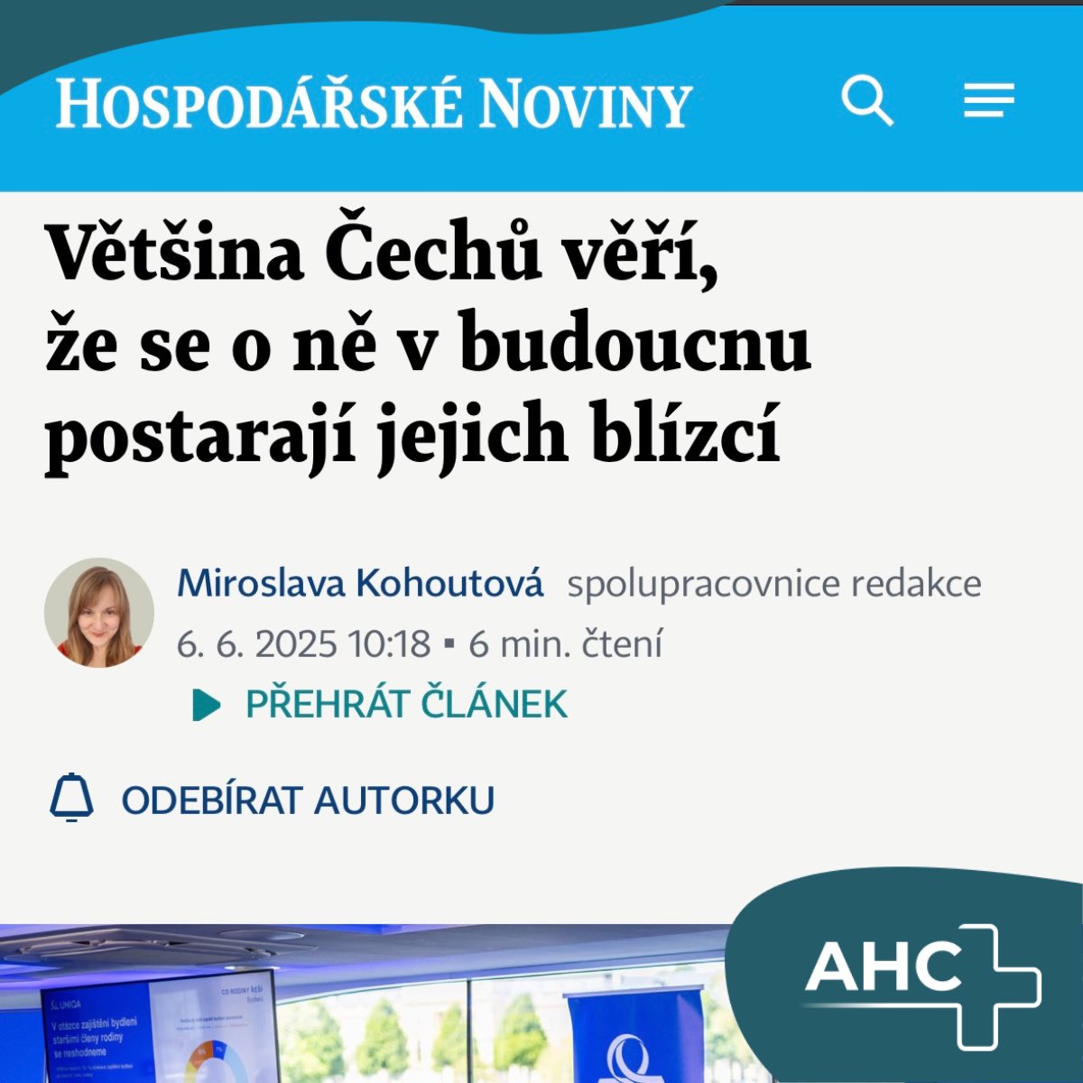 79% Čechů věří, že se o ně v budoucnu postará rodina, 69% lidí je na tuto roli opravdu připraveno (článek v HN). 
My v AHC umíme pomoci, máme:
➡️ odlehčovací centra
➡️ domácí péči Sestricka.cz 
➡️ domovy se zvláštním režimem+senior centra (pokud rodina péči nezvládá)