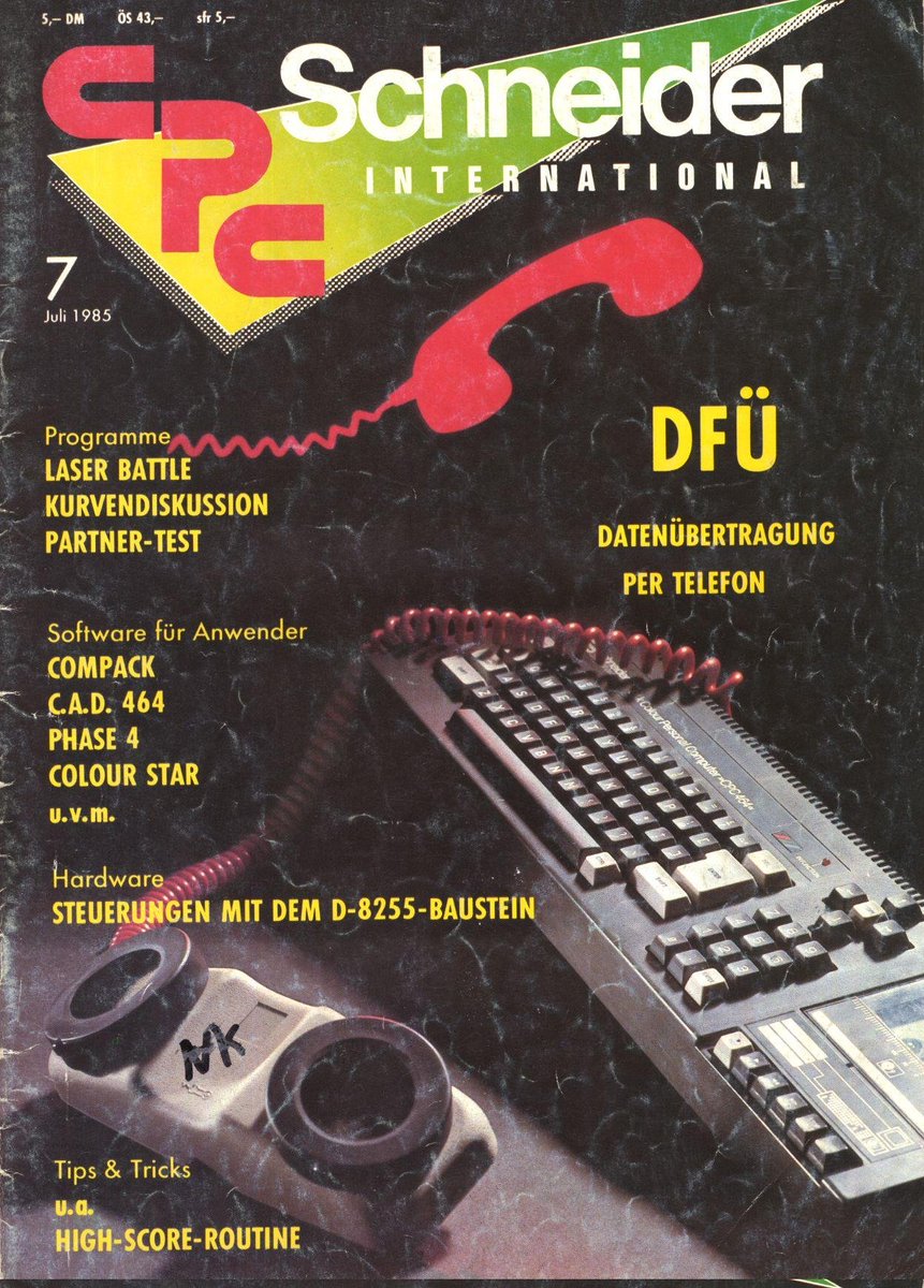 Retrojournal_de's tweet image. 📞 DFÜ per Telefon – 1985-Style!
In der „CPC Schneider International“ 7/85:
🎮 Laser Battle
📊 Kurvendiskussion
🧪 Partner-Test (!?)
💾 Compack, Colour Star, C.A.D. 464
🛠️ Steuerung per D-8255
💡 Highscore-Routine für Profis
#CPC464 #RetroComputing #Akustikkoppler