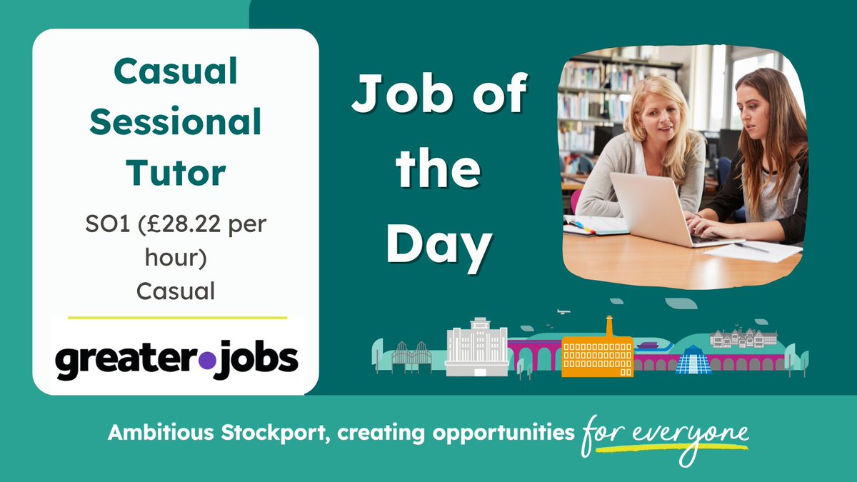 We're looking for Casual Sessional Tutors in both our ESOL and Supporting Teaching and Learning teams. You'll have a passion for teaching and strong subject knowledge.

Find out more 👉 orlo.uk/KG2vl

#TeamStockport #AmbitiousStockport