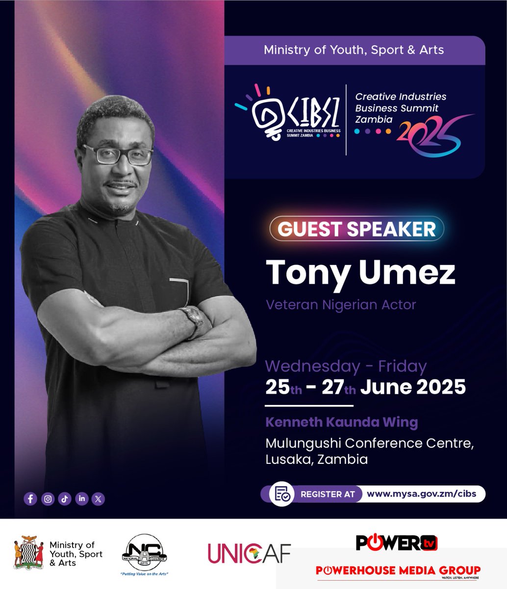 tiessoumapare's tweet image. 18 days to go!!! Join the Creative Industries Business Summit Zambia, June 25-27, 2025, in Lusaka. 

Innovate, connect, and celebrate creativity. 

Register now: mysa.gov.zm/cibs. 

#CreativeSummit #Zambia